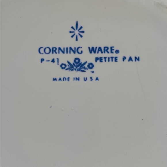 Vintage Corningware P-41 White Petite Pan with Blue Design.  Qty. (2) - Picture 2 of 4